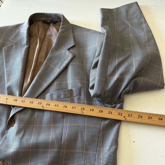 Brooks Brothers 346 Wool Black & Tan Houndstooth Blazer Suit Jacket Mens 44R - Picture 8 of 12